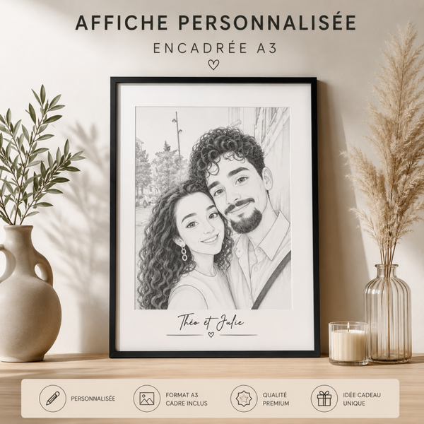 Affiche A3 personnalisée encadrée – Cadeau Unique et Décoration Murale Sur Mesure