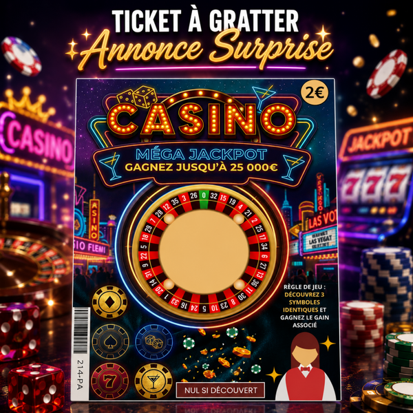 Ticket à gratter Casino message surprise personnalisé – Annonce originale à gratter Tu vas être papa / tata/ mamie...