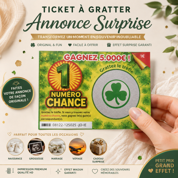 Ticket à gratter message personnalisé Numéro Chance - Numéro fétiche porte bonheur