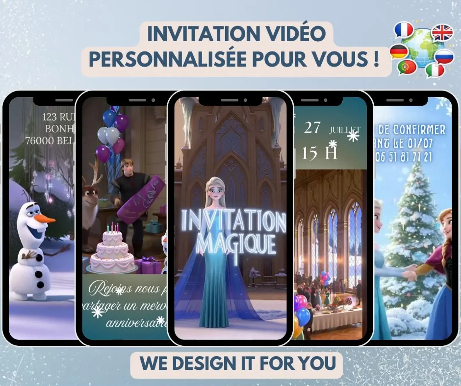 Invitation d'anniversaire La Reine des neiges - vidéo personnalisée - Faire-part électronique animé