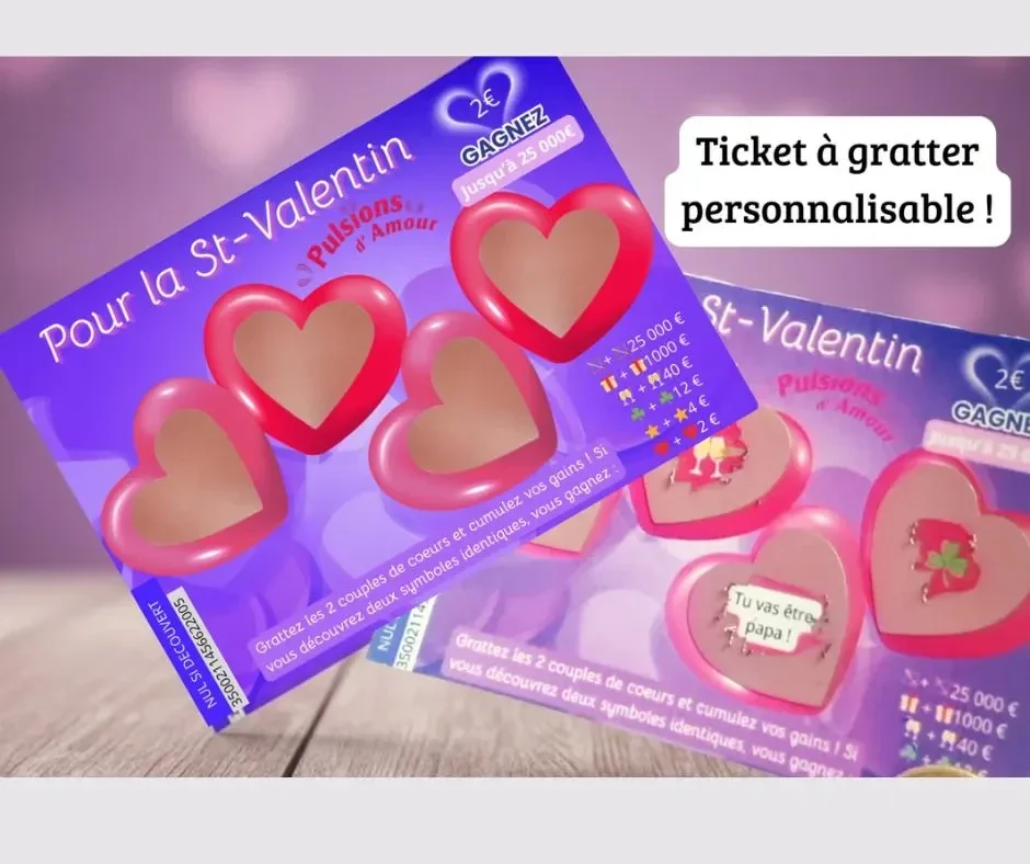 Ticket à gratter personnalisable Saint Valentin - Annonce Originale Demande en Mariage, Grossesse - Carte à Gratter Surprise Amour