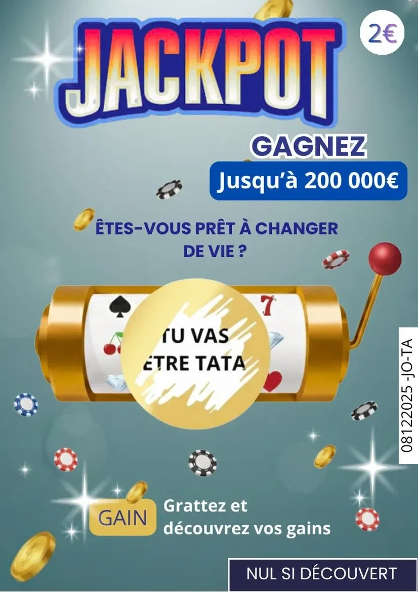 Ticket à gratter message personnalisable Jackpot - Annonce grossesse - Annonce originale