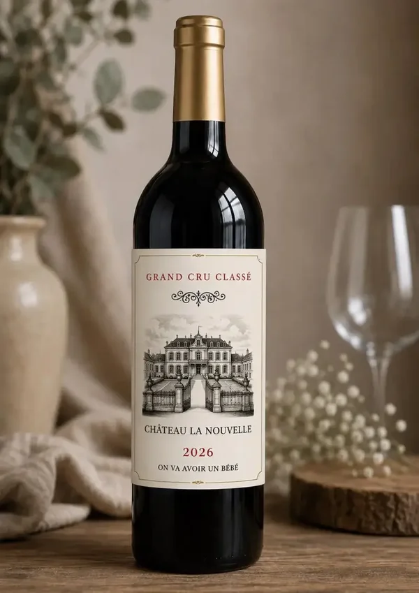 Étiquette Personnalisée pour Bouteille de Vin Grand Cru Classé, Champagne ou Spiritueux