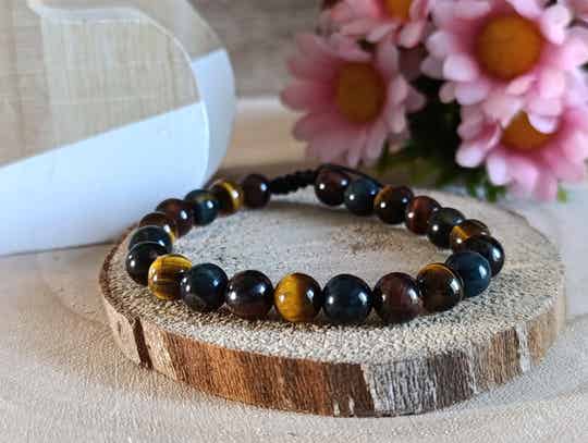 Bracelet coulissant MIX OEIL DE TIGRE/TAUREAU/FAUCON