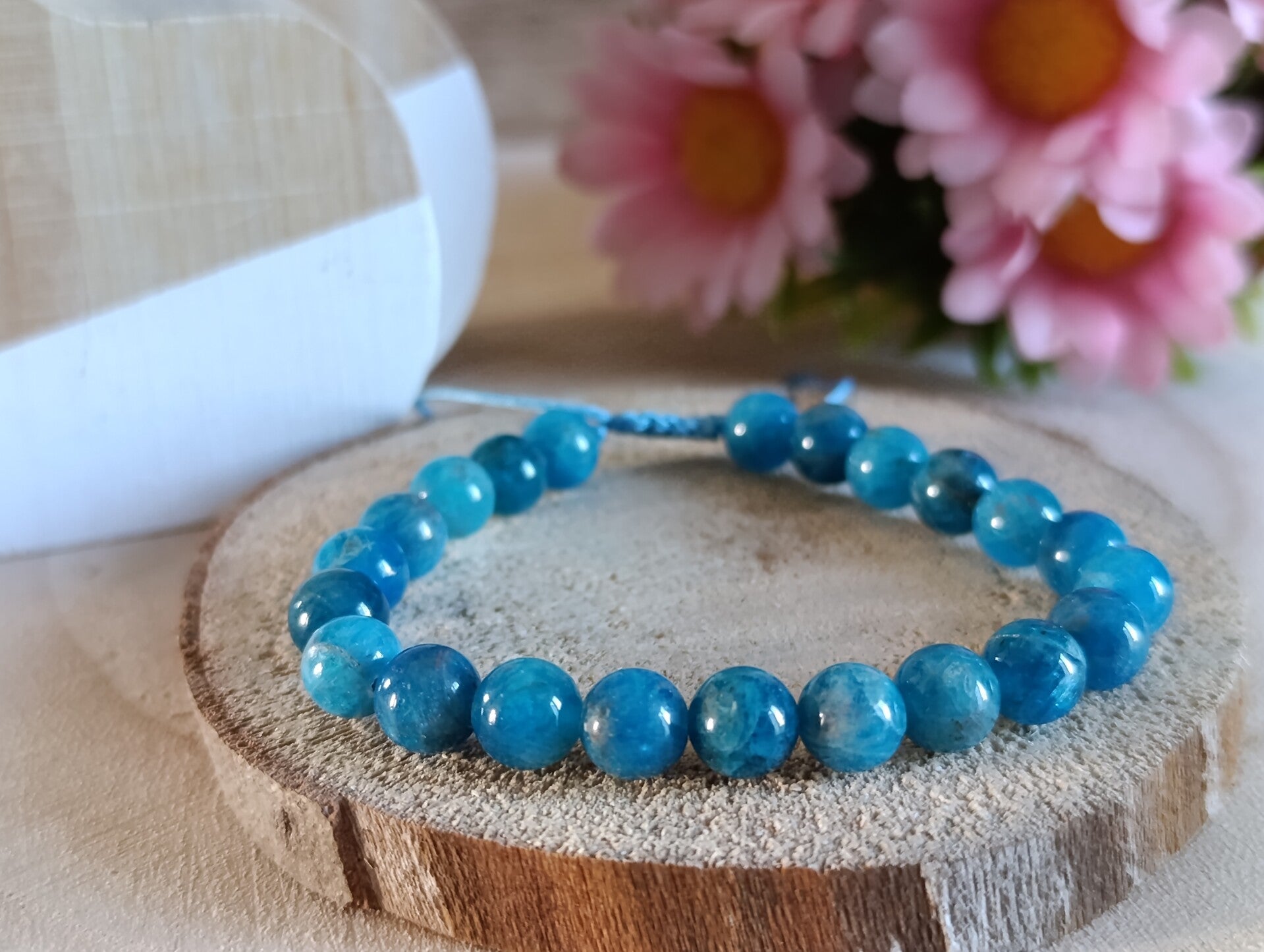 Bracelet coulissant APATITE BLEUE