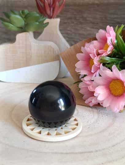 Sphère 30mm/40mm OBSIDIENNE OEIL CELESTE AA