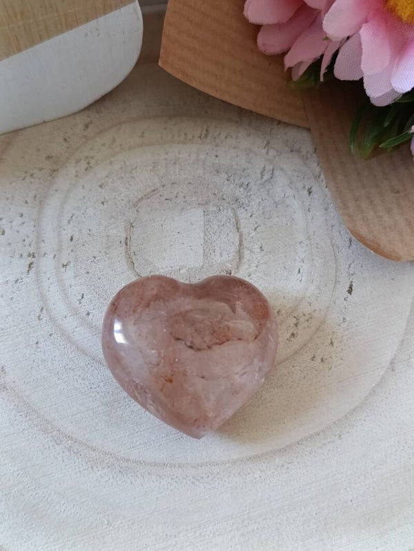 Petit Coeur - Quartz Morango / Hématoide - Taille M