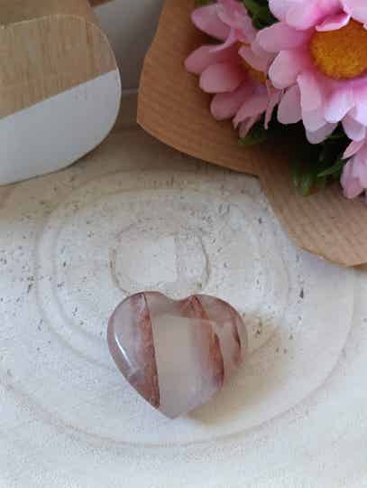 Petit Coeur - Quartz Morango / Hématoide - Taille M