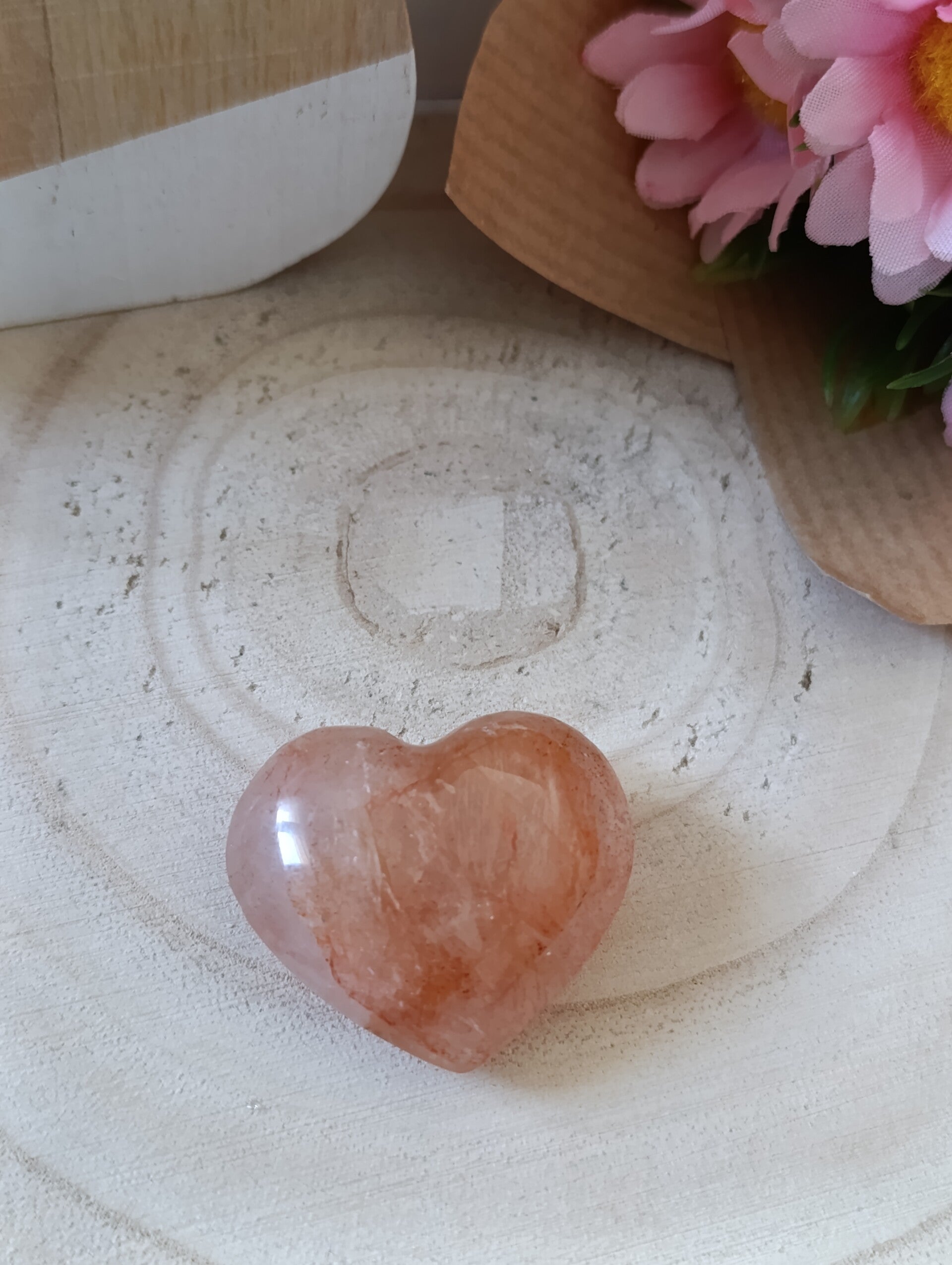 Petit Coeur - Quartz Morango / Hématoide - Taille M