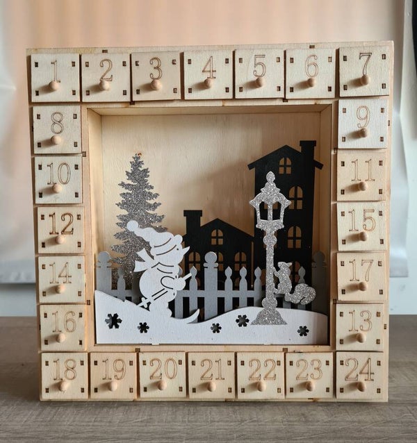 Houten Adventkalender - 24 verschillende waxmelts | Op voorraad