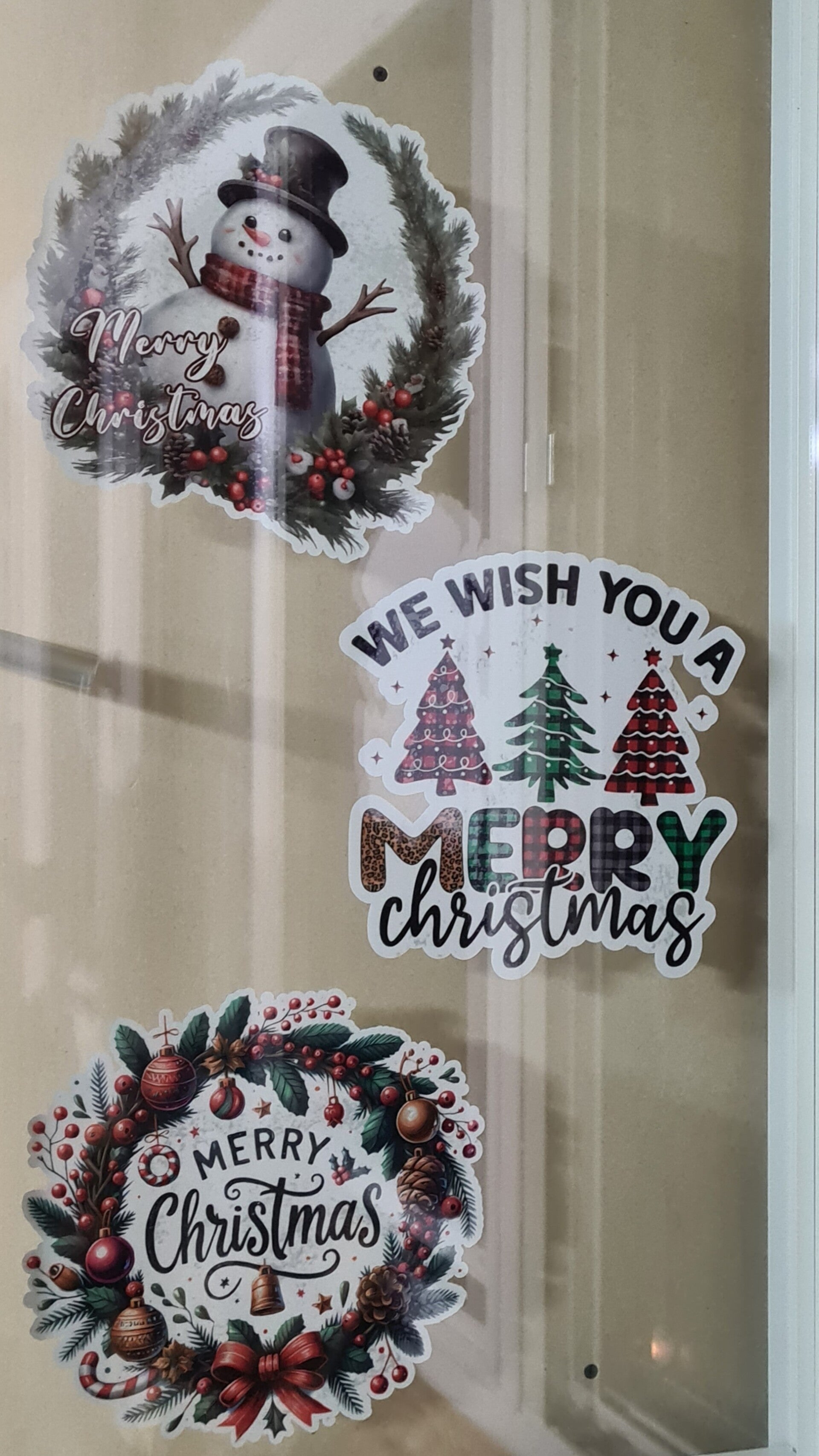 Statische raamsticker + witte achtergrond - Kerst - Ca 23 cm