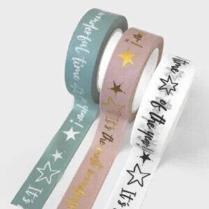 Washitape | Vintage Christmas - Zwart/wit | 15 mm | 10 meter per rol