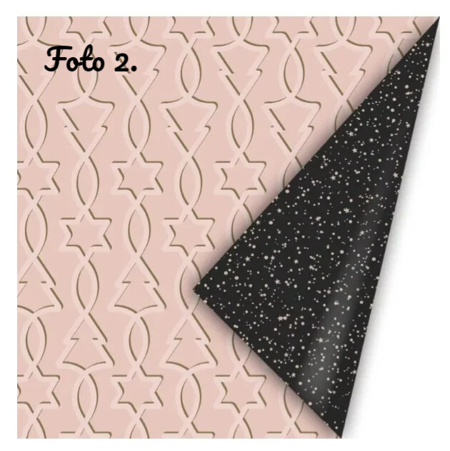 Inpakpapier | Christmas Warm - Roze/Zwart | 50 cm breed - dubbelzijdig bedrukt | Per rol van 3 meter | NR. 14