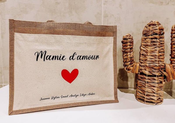 💕 Sac toile de jute personnalisé
