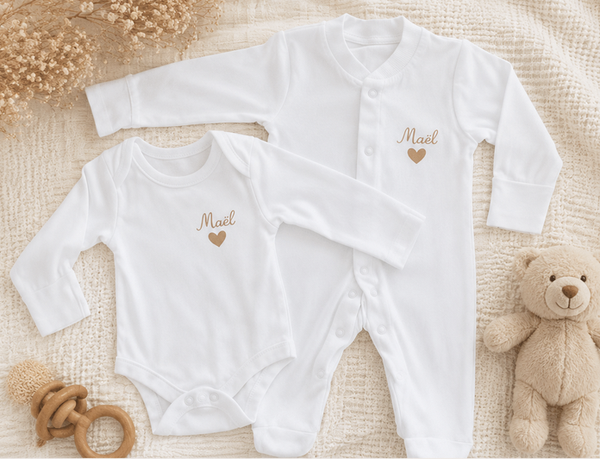 🎁 Coffret naissance personnalisé – Pyjama & body