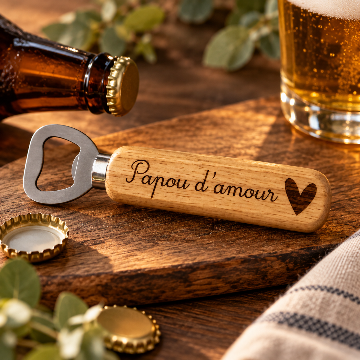 🍺 Décapsuleur en bois personnalisé