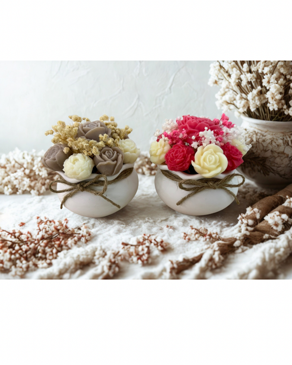 Bouquet de Fleurs en Fondant Parfumé dans support en Raysin