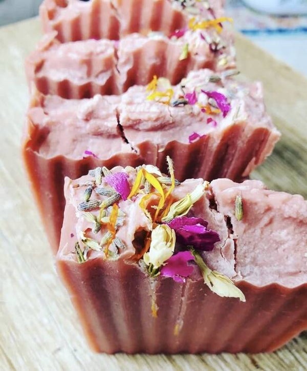 zeepbar  ribbel met floral mix per 10 stuks