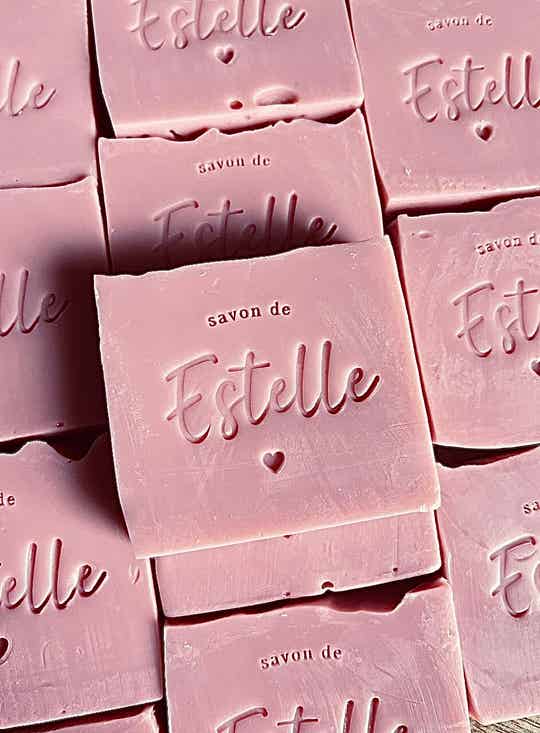 Zeepbar handgesneden grof inclusief bedrukking