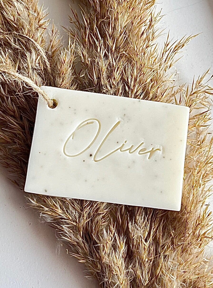 Grote zeepbar strak gebroken wit met koffie inclusief bedrukking