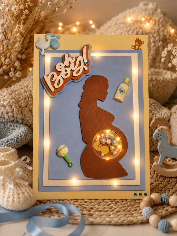 Luxury Handmade Personalised New Baby Shaker Card - Each