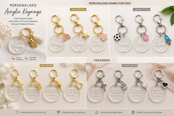Personalised Acrylic Key rings - Per 10