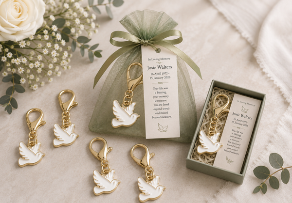 Personalised Funeral Favour Key Rings - Per 50