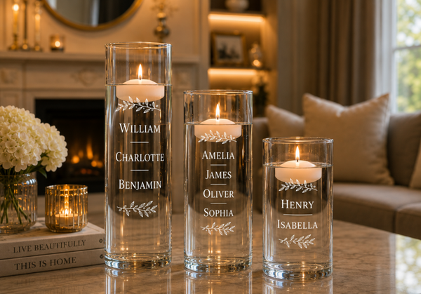 Personalised Bespoke Cylinder Vases - One set of 3