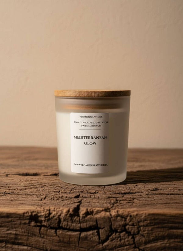 Minimalistyczna świeca zapachowa Mediterranean Glow – ręcznie robiona świeca sojowa i pomysł na prezent