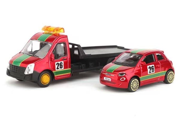Bburago Flatbed transporter with Fiat 500e