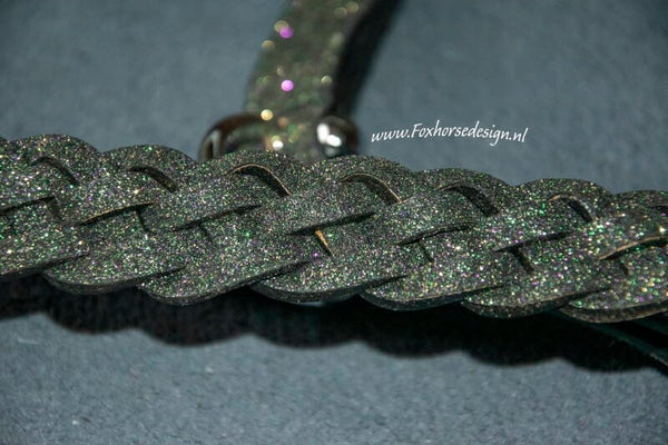 Cob Leren glitter halster emerald