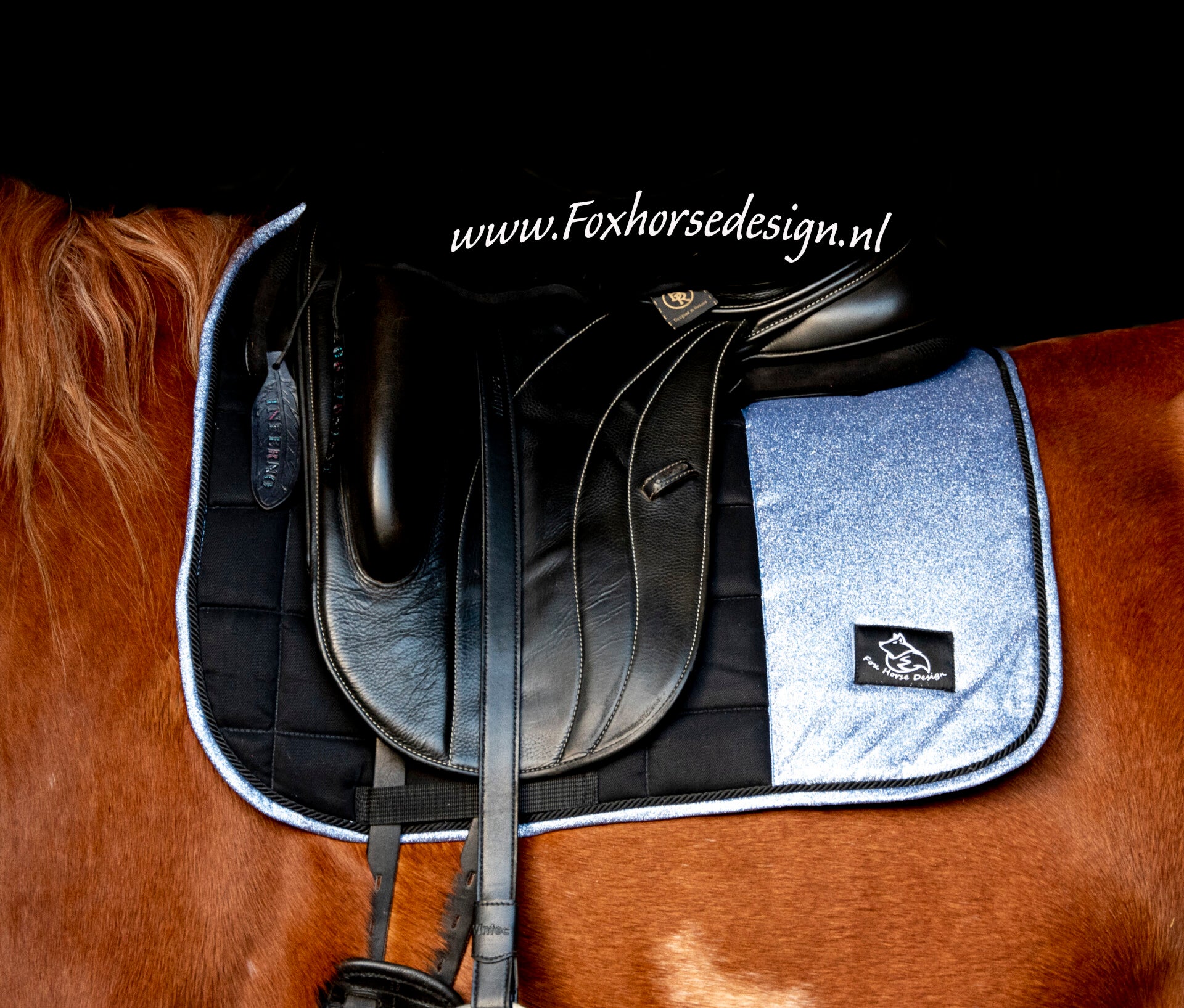 Dressuur dekje full ice blue glitter