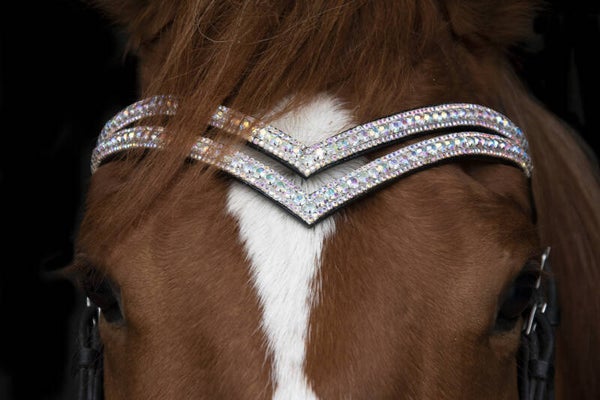 Dubbele V frontriem Full bruin leer