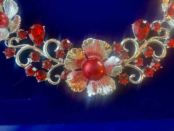 Frontriem speciaal flowers zilver red
