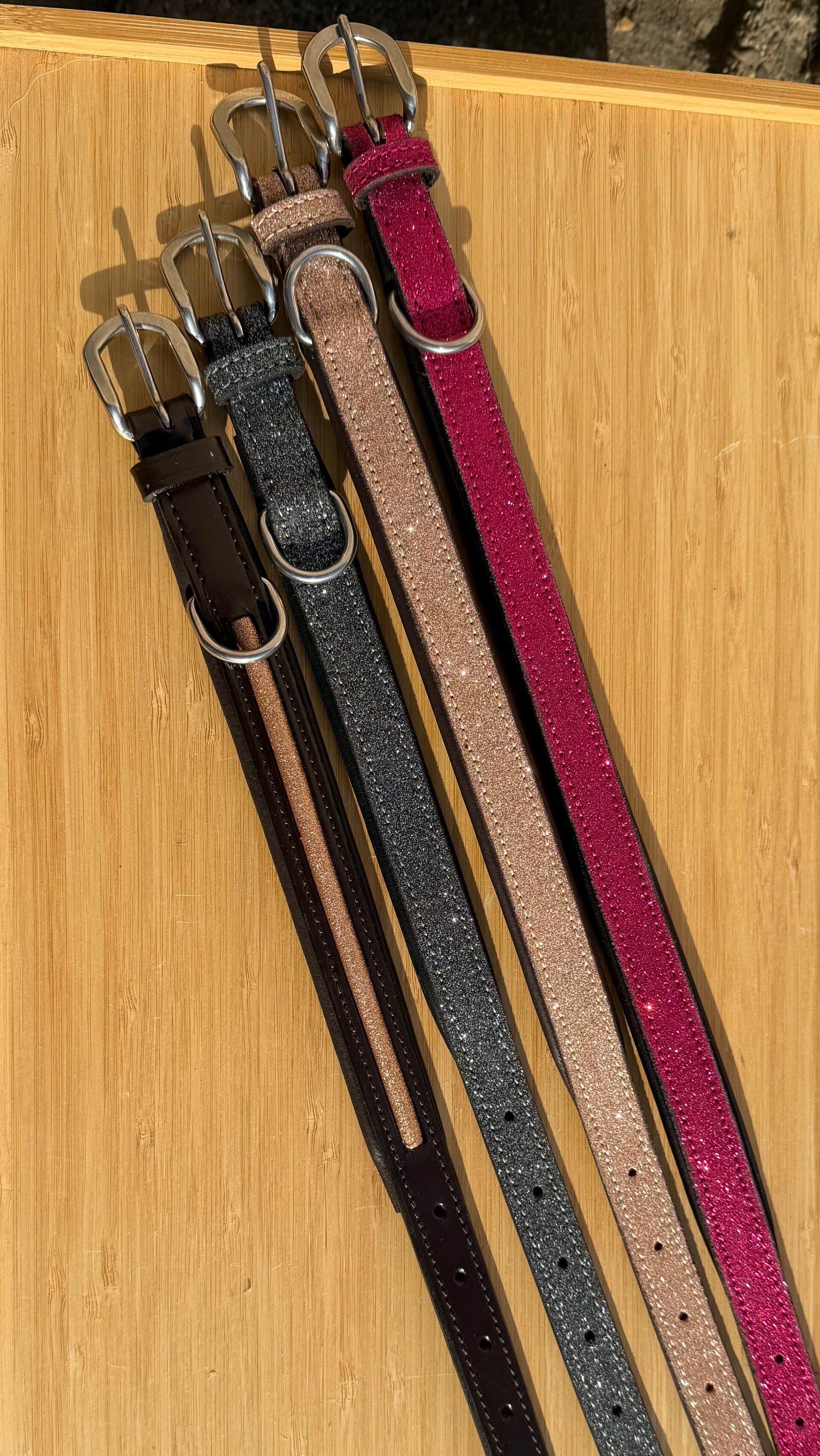 Halsband glitter stripe Rose goud maat L