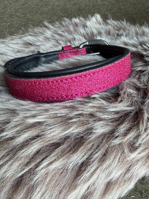 Halsband glitter fuchsia maat M