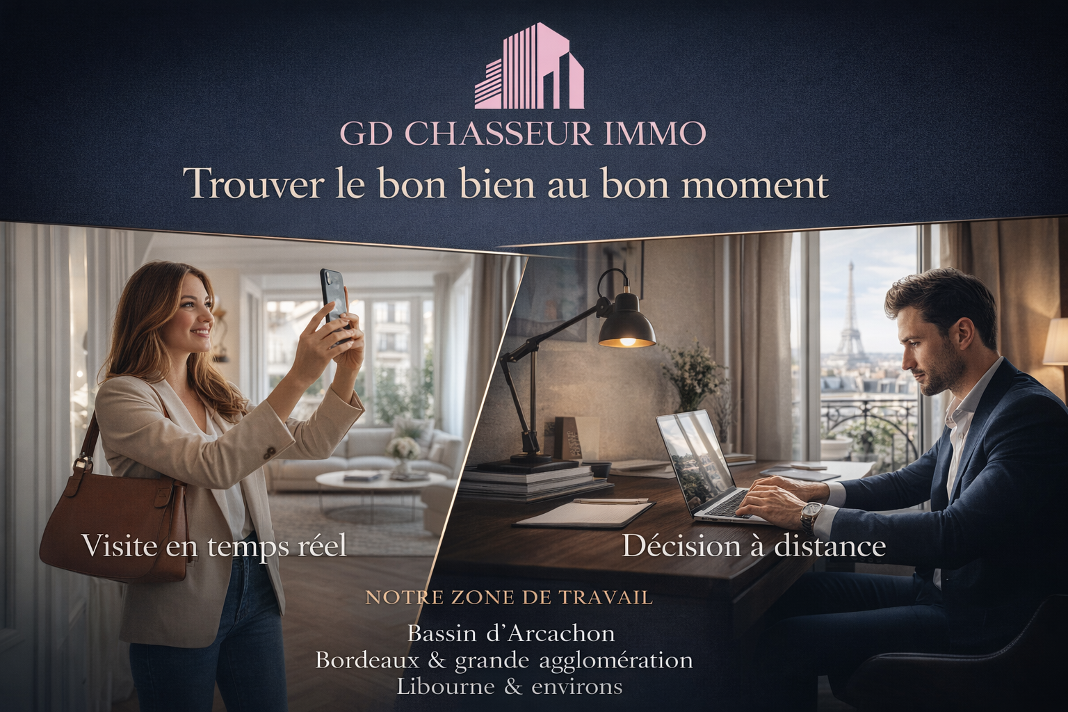 GD Chasseur Immo Bordeaux est le spécialiste de la recherche locative sur Bordeaux et son agglomération. Notre mission : accompagner chaque locataire dans la recherche d’un logement adapté à ses besoins, à son budget et à son style de vie.