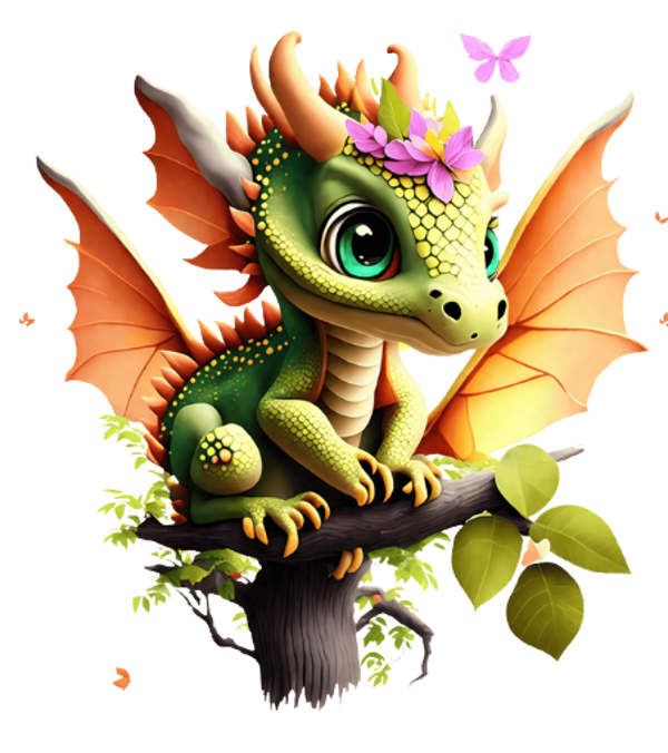 Bügelbild süßer Grüner Drachen mit Blumen   ca. 12x11 cm Kinderbilder