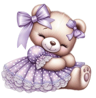 Bügelbild Bärchen in Lila Kleid Kinderbilder ca. 8x8 cm