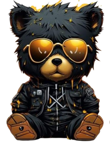 Bügelbild Cool Pank Bär Schwarz / Gold ca. 19x14 cm