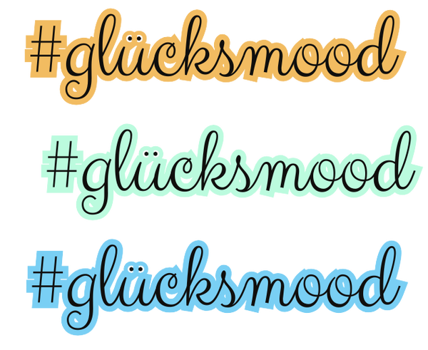 Bügelbild Glück #glücksmood 3-er Set Schriftzug ca. 15 cm br.
