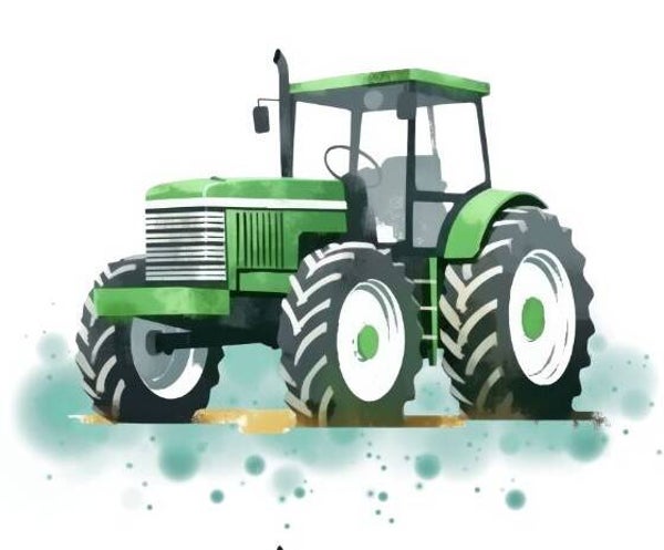 Bügelbild Grün  Traktor Kindermotiv 10x14,5 cm