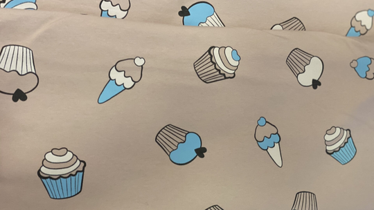 50x180 Single Jersey-Eis Muffins Altrosa Sommer  - Kinderstoff Metterware