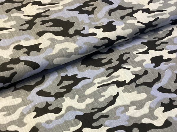 50 cm Baumwollstoff 100% Baumwolle Camuflage Blau/Schwarz Patchwork Meterware