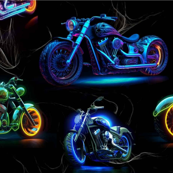Exclusive Sommersweat  FRENCH TERRY Neon Bike Easy Rider  Meterware