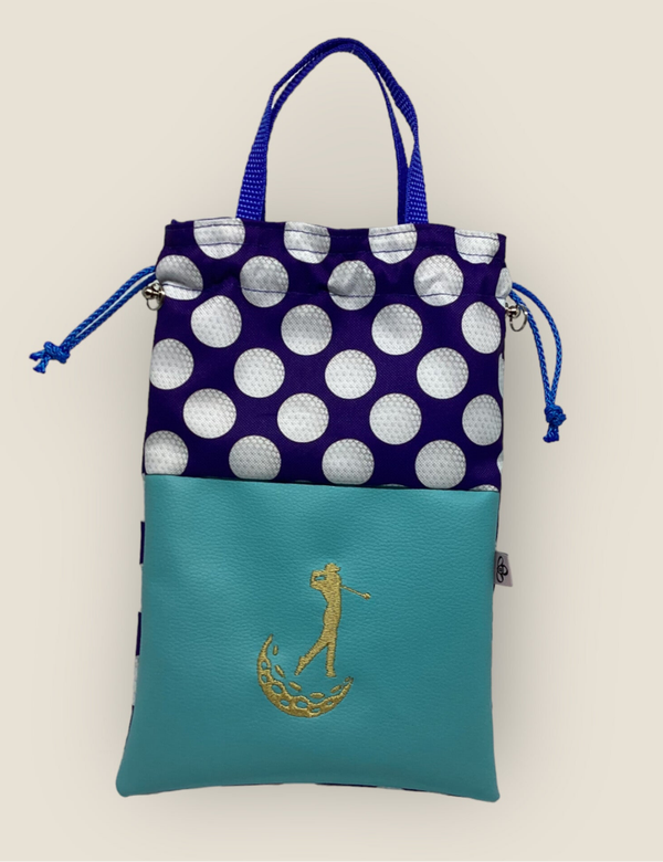 Goodiebag Golfbag Golf Golfball Blau Weiß  Türkis Make-Up Allzwecktasche  Eigenproduktion Tasche für den Golfplatz