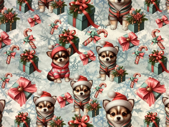 Auf Lager Chihuahua Weihnachten  Geschenke Sterne Blau Aquarelle Pastell French Terry