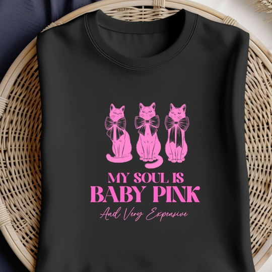 Bügelbild Coquette My Soul is Baby Pink Katzen ca. 15x15 cm
