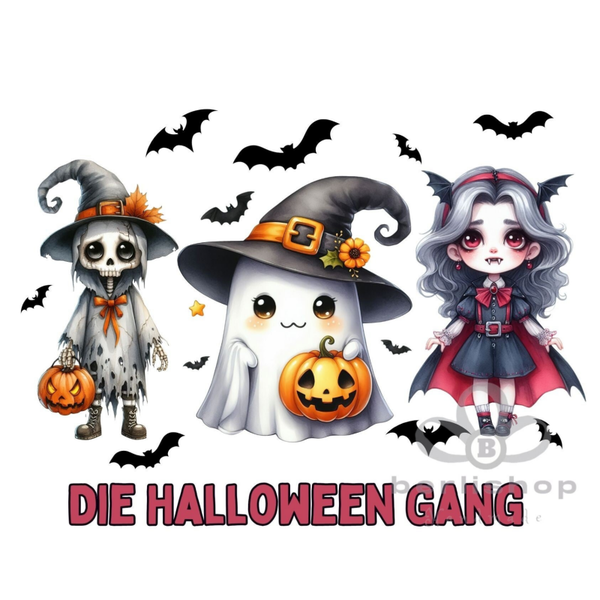 Bügelbild Halloween - Die Halloween Gang , süßer Geist mit Freunden