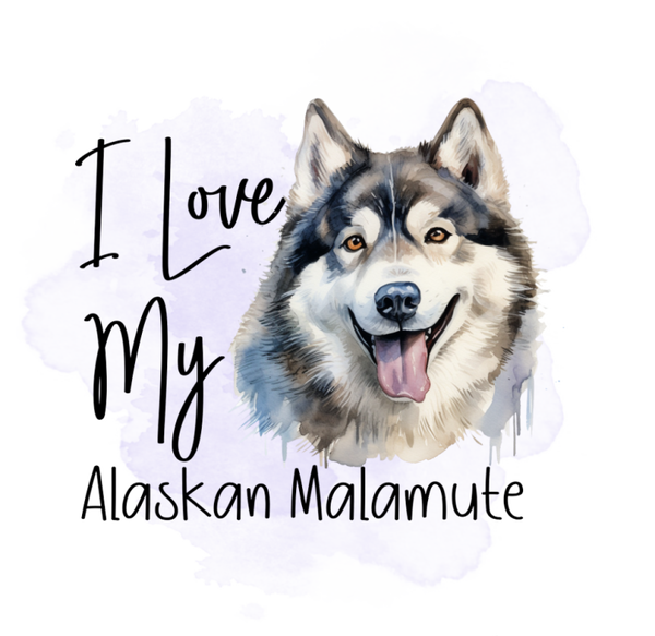 Bügelbild Hund I Love My Alaskan Malamute 23x24 cm